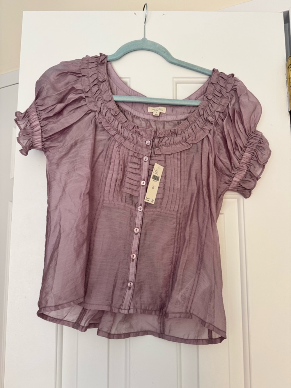 Pilcro Lavender Ruffled Button-Front Blouse